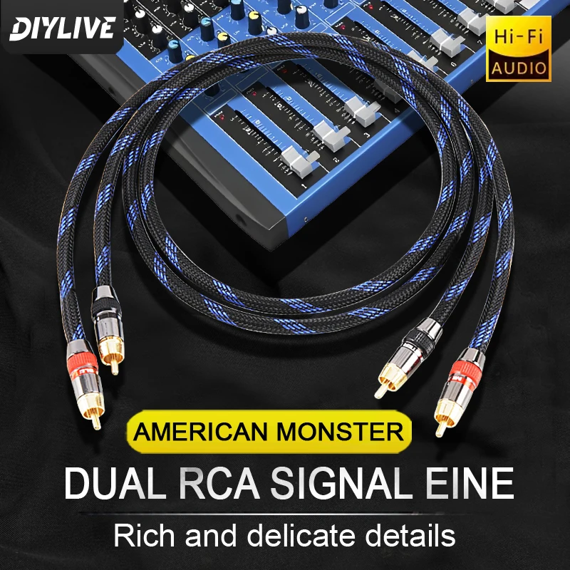 Cable De Audio RCA Estéreo 6N OFC Macho a Macho Cable De Audio 2RCA a 2RCA Con Conector Chapado En Oro Para Amplificador De CD