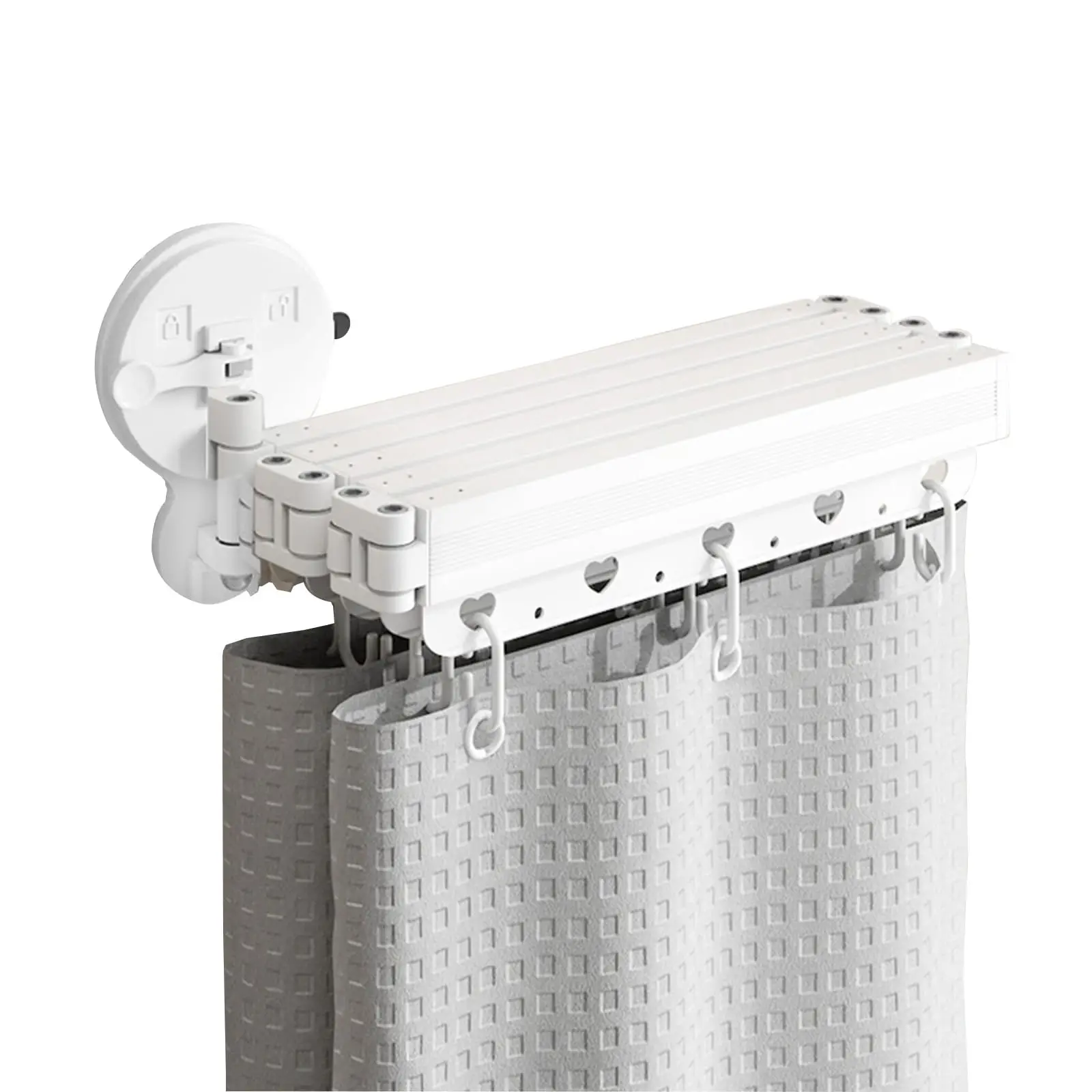 Folding Shower Curtain, Bath Partition Curtains, Waterproof Adjustable Angle, No Punching Required, Extendable Shower