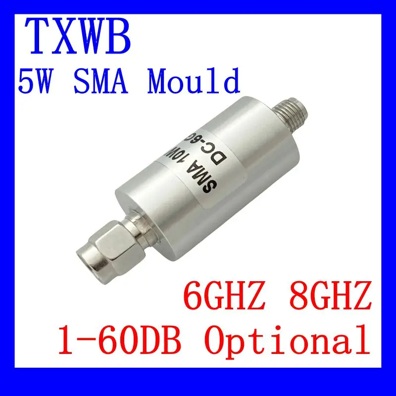 

DC-6G/8Ghz 5W SMA Type Attenuator 1/2/3/5/6/10/15/20/25db/30db/40db/50/60db SMA RF coaxial Power plug Male to jack Female 50ohm
