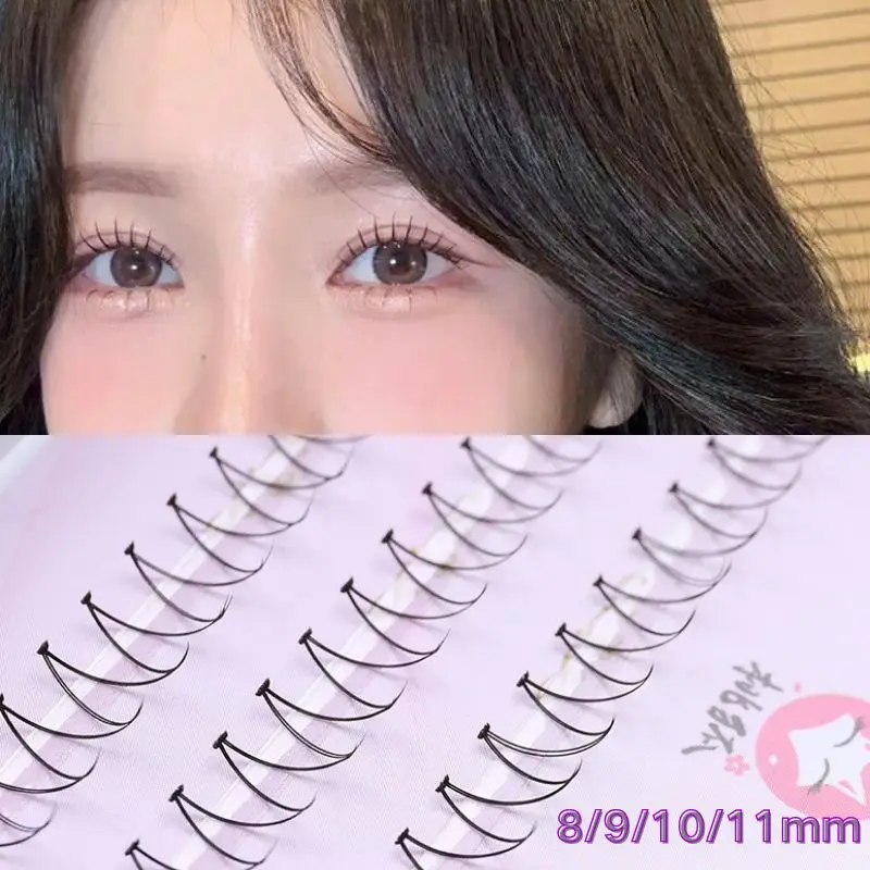 Korean Cross False Eyelashes 8-11mm V-shaped Individual Eyelashes Natural Clusters Curling Fairy Grafting Eyelash Extension