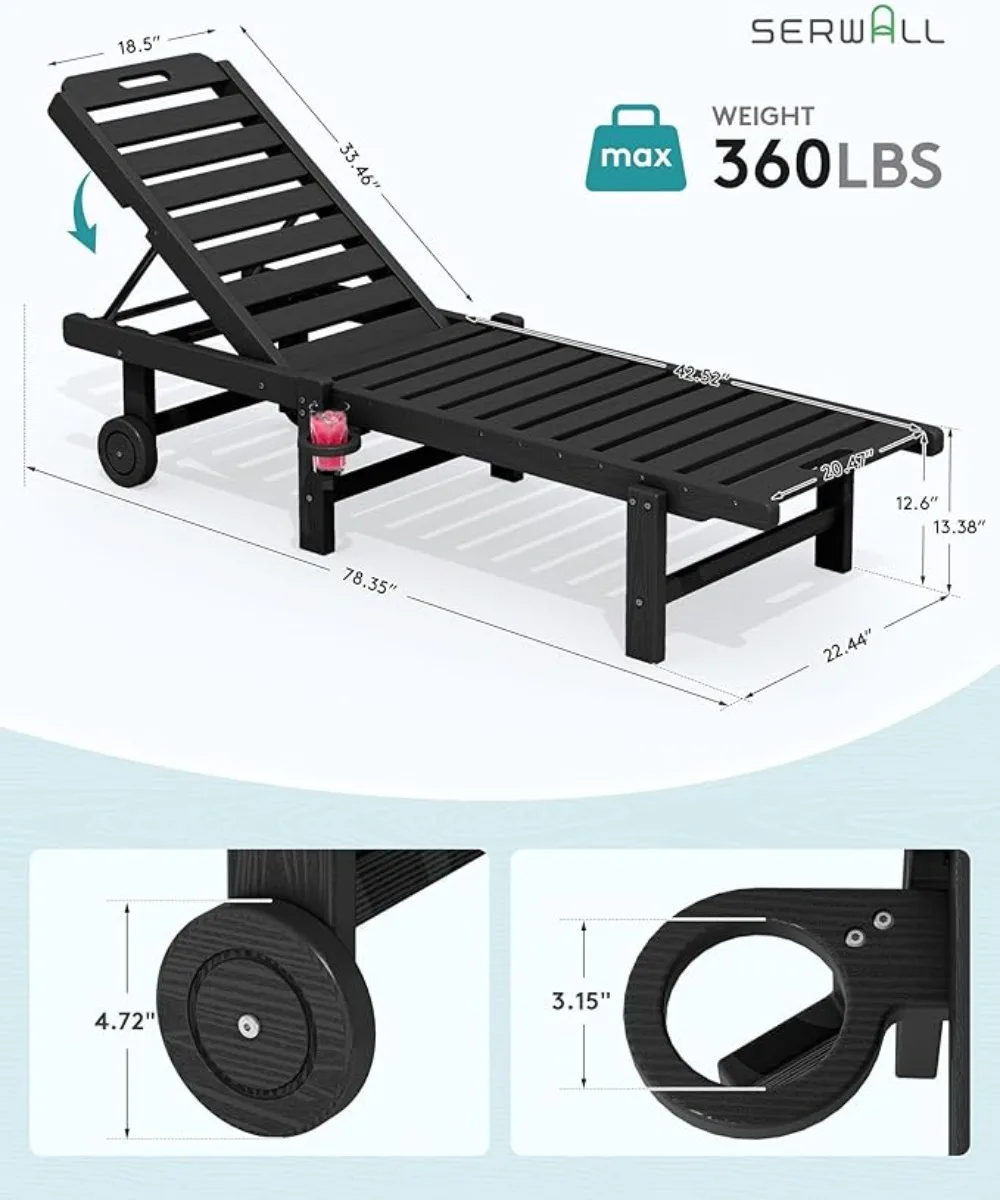 2-Piece Outdoor Chaise Lounge Set – HDPE Adjustable Pool Chairs 2