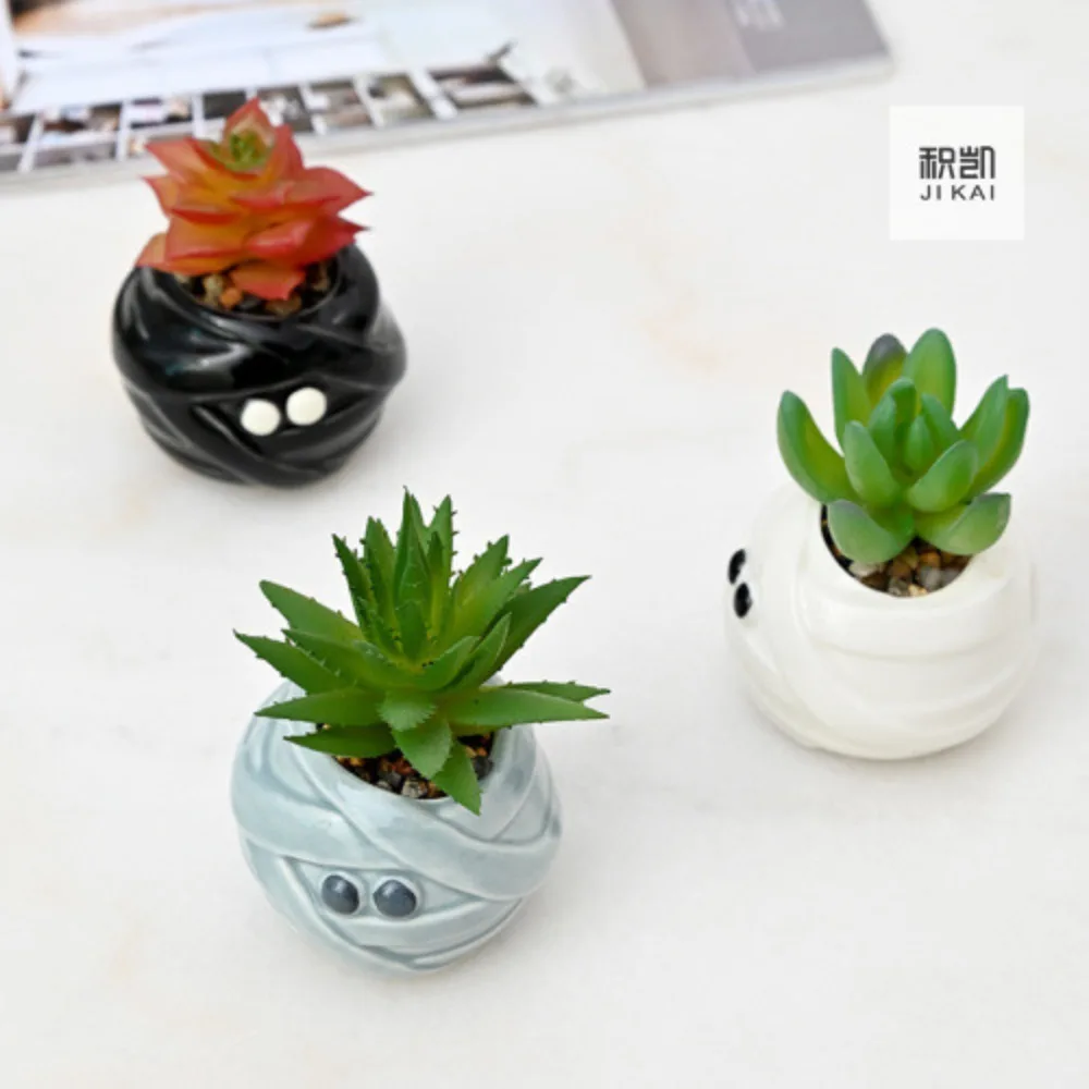 Jikai mummy cute succulent flower pot Halloween themed small ornament for cross-border foreign trade export