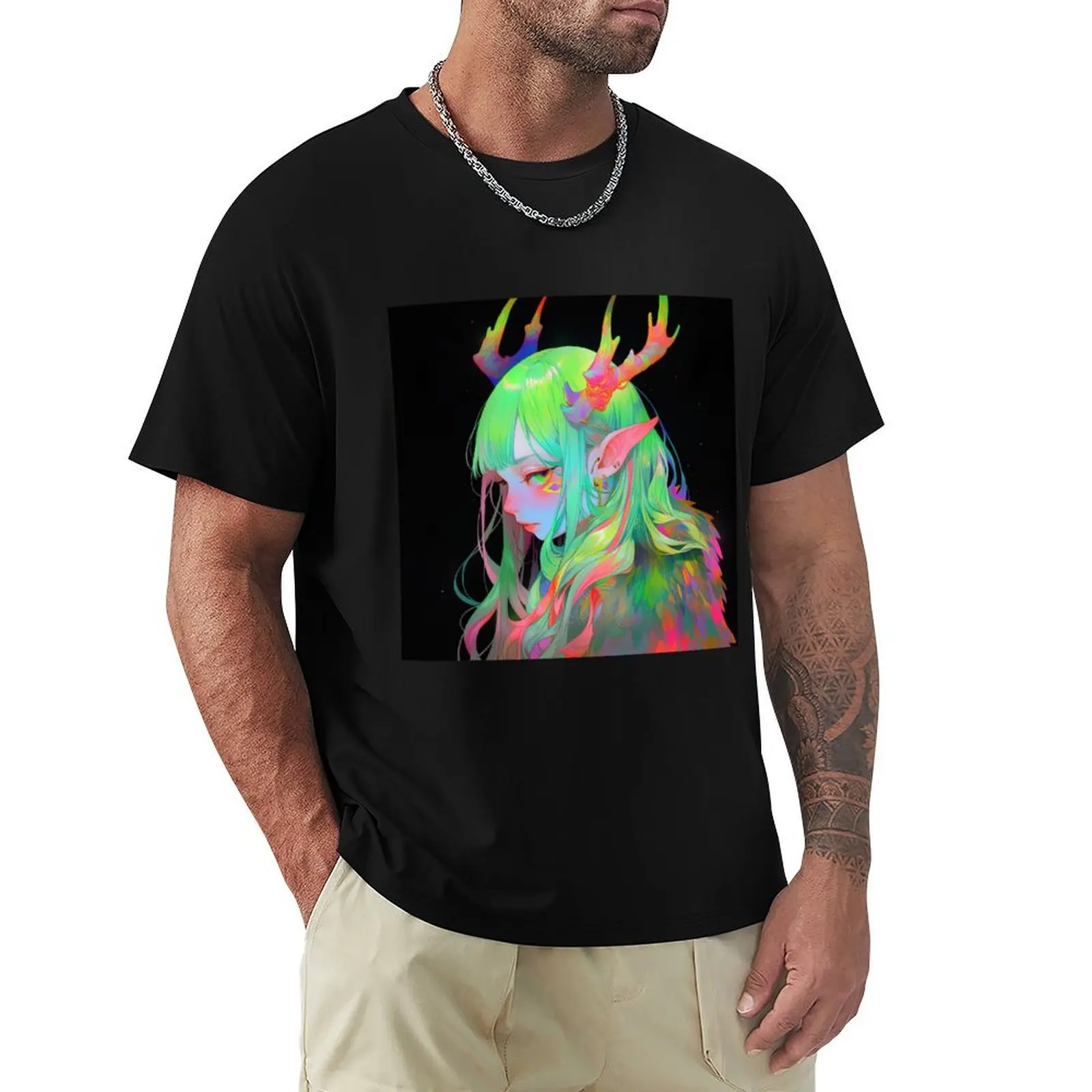

Bright Colorful Neon Fawn Anime Girl T-Shirt topping korean fashion luxury t-shirt Short sleeve tee mens graphic t-shirts pack