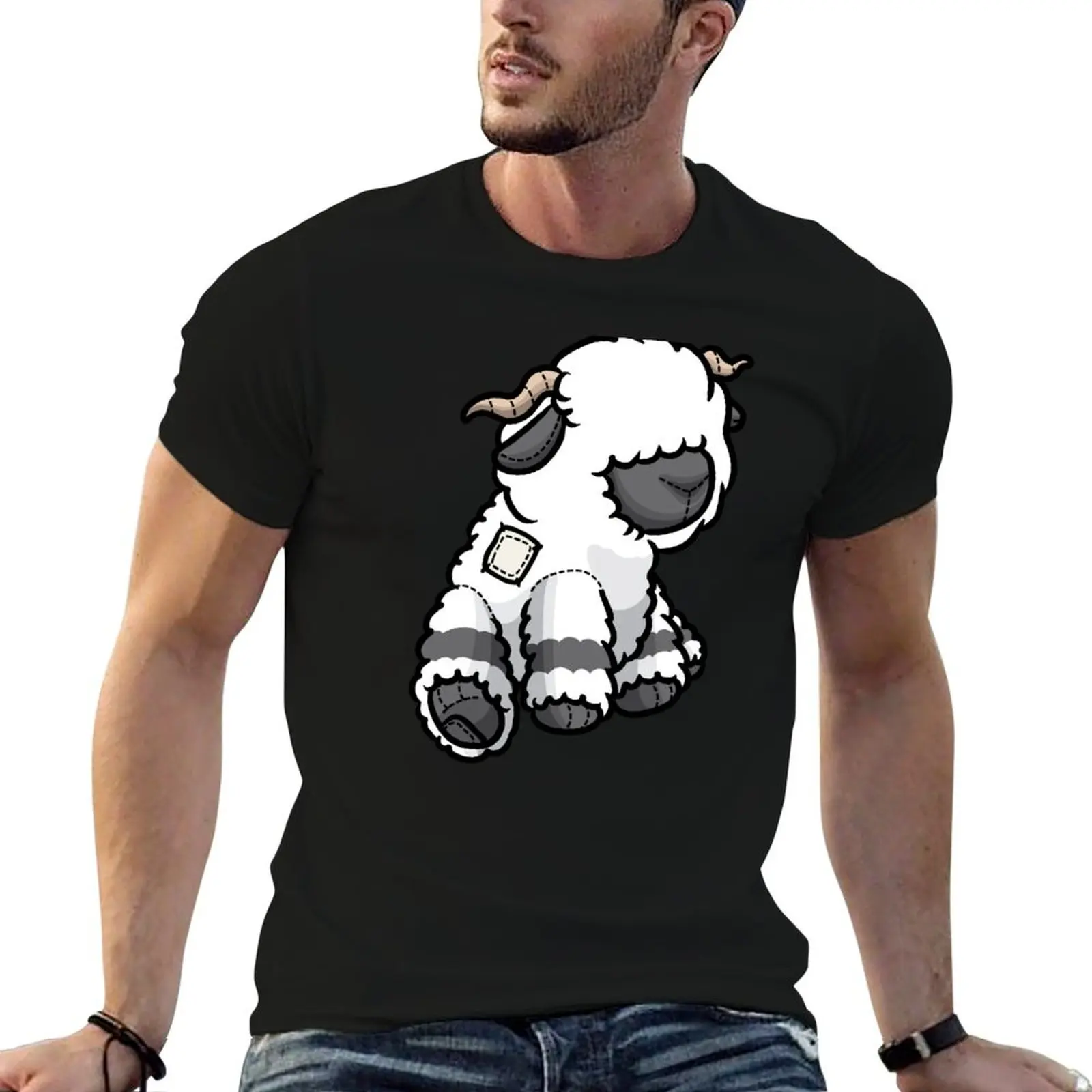Valais Blacknose Sheep Stuffed Animal T-Shirt Soft Basic Cotton Short Sleeve Tee