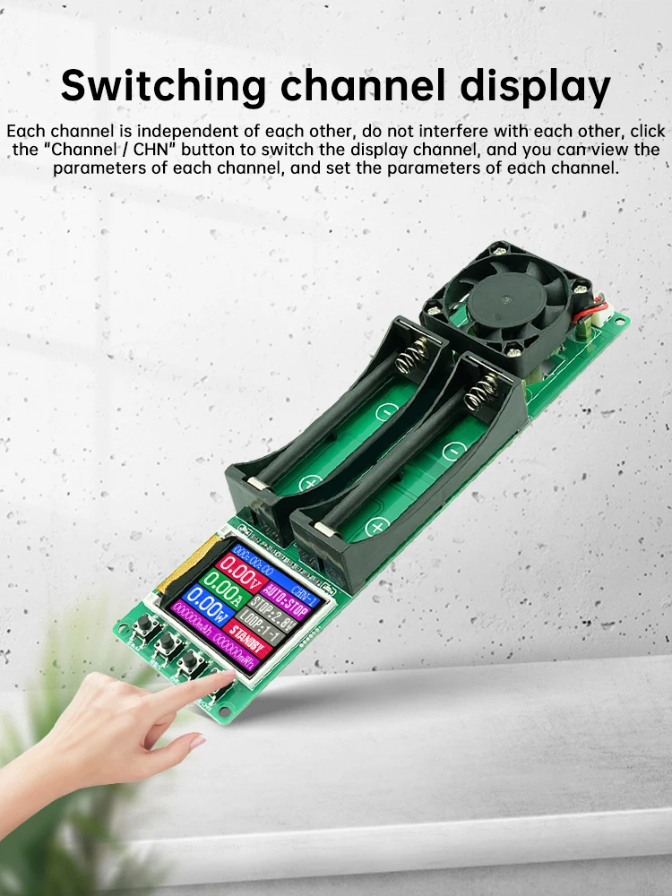 Newest 2-Channel 18650 Battery Capacity Internal Resistance Tester Digital Lithium Battery Power Detector Type-C English/Chinese