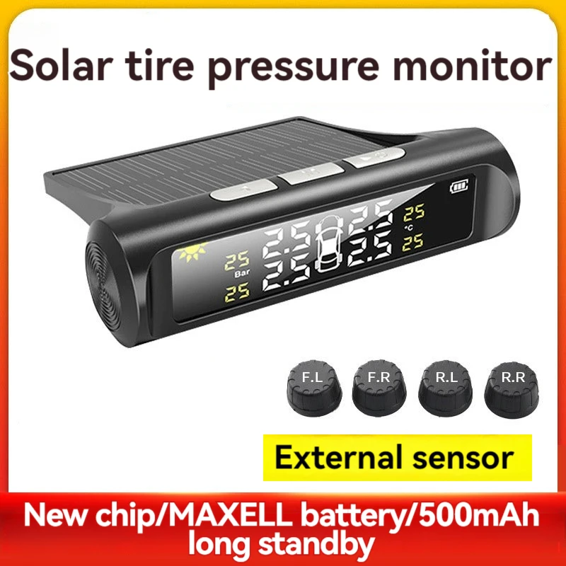 

Solar Power TPMS Car Tire Pressure Alarm Monitor System Auto Security Alarm Systems Tyre Pressure Temperature Warning