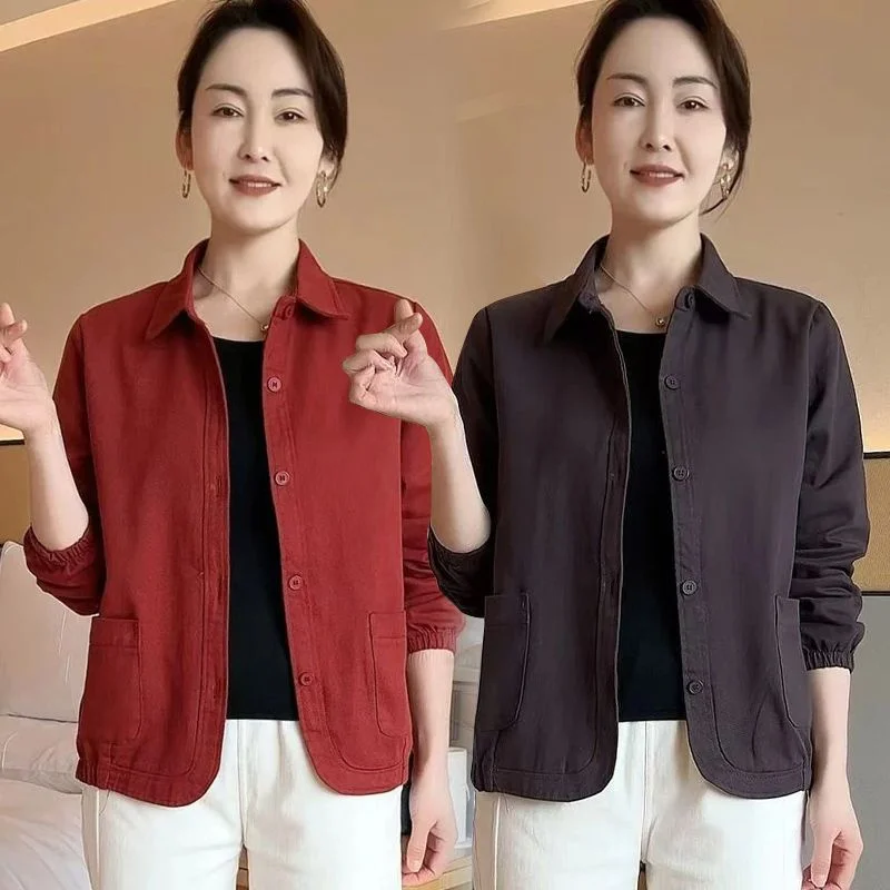 

Casual Coat Women's New Fashion Jacket Spring Autumn 2025 Western Style Outerwear Female Loose Overcoat Solid Color Cardigan Top