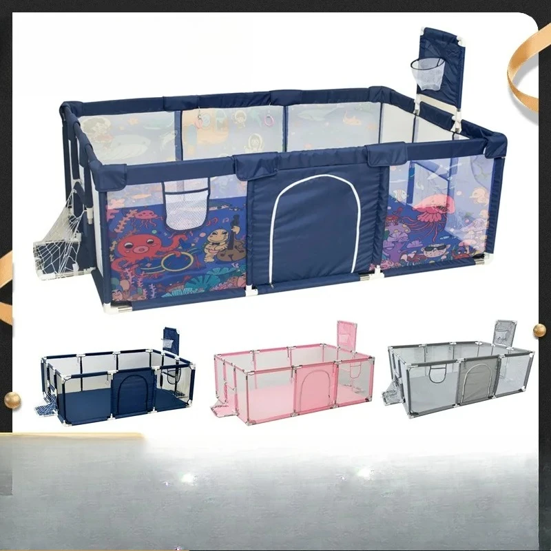 New Playpen for Children Cartoon Baby Palypens Basketball Baby Playground Fence for Child Safety Barriers Baby Dry Pool