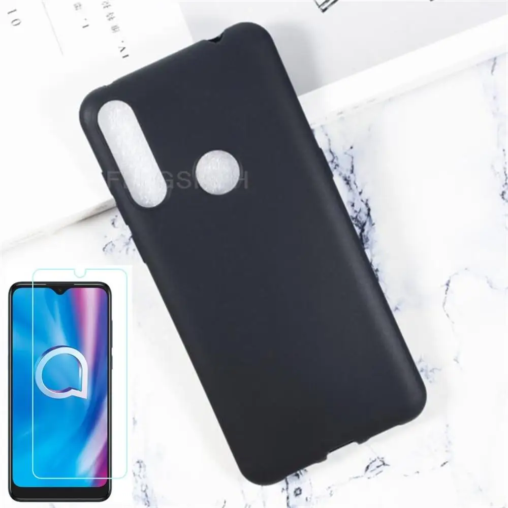 Anti-knock Soft TPU Phone Case For Alcatel 1S 1V 3L 2020 5028Y 5028D 5007U 5029Y, 5029 Silicone Cover Bumper Tempered Glass