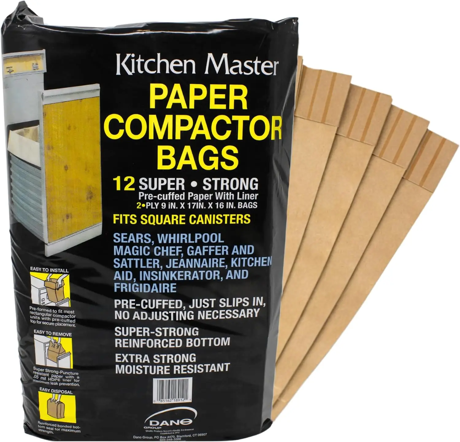 

Сверхпрочные мешки для компакторов (12 штук) | Предварительно загнутые по краям, универсальные бумажные вкладыши для кухонных измельчителей отходов, экологически чистые.