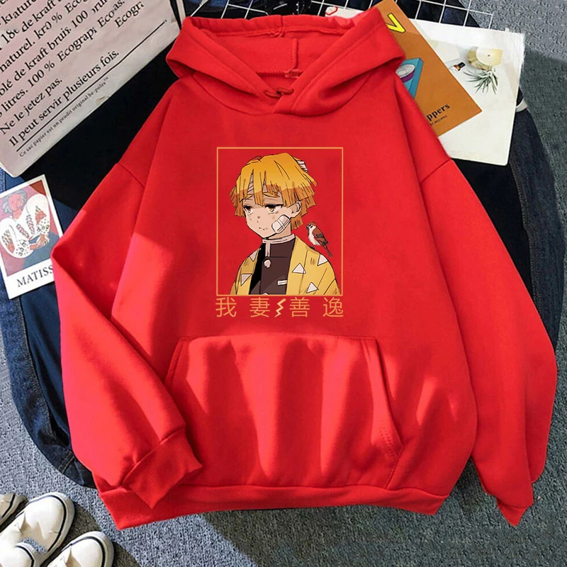 Neue Herbst und Winter Hoodies Anime Agatsuma Zenitsu gedruckt Hoodie Street Outdoor Kapuze Hip Hop Sweatshirt für Frauen Männer