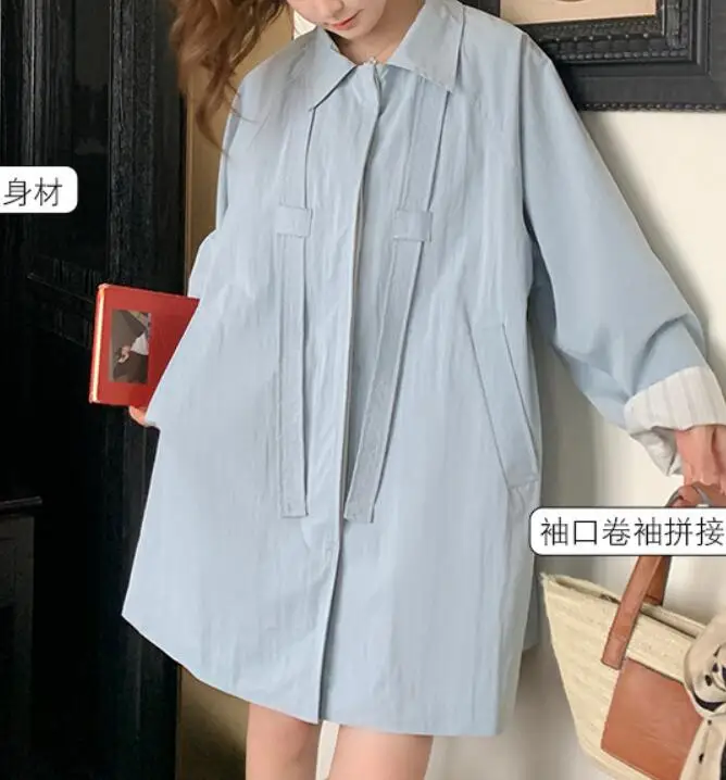 

SuperAen Double-sided Korean Contrasting Color Hooded Trench Coat for Women Medium and Long 2025 Spring Coat