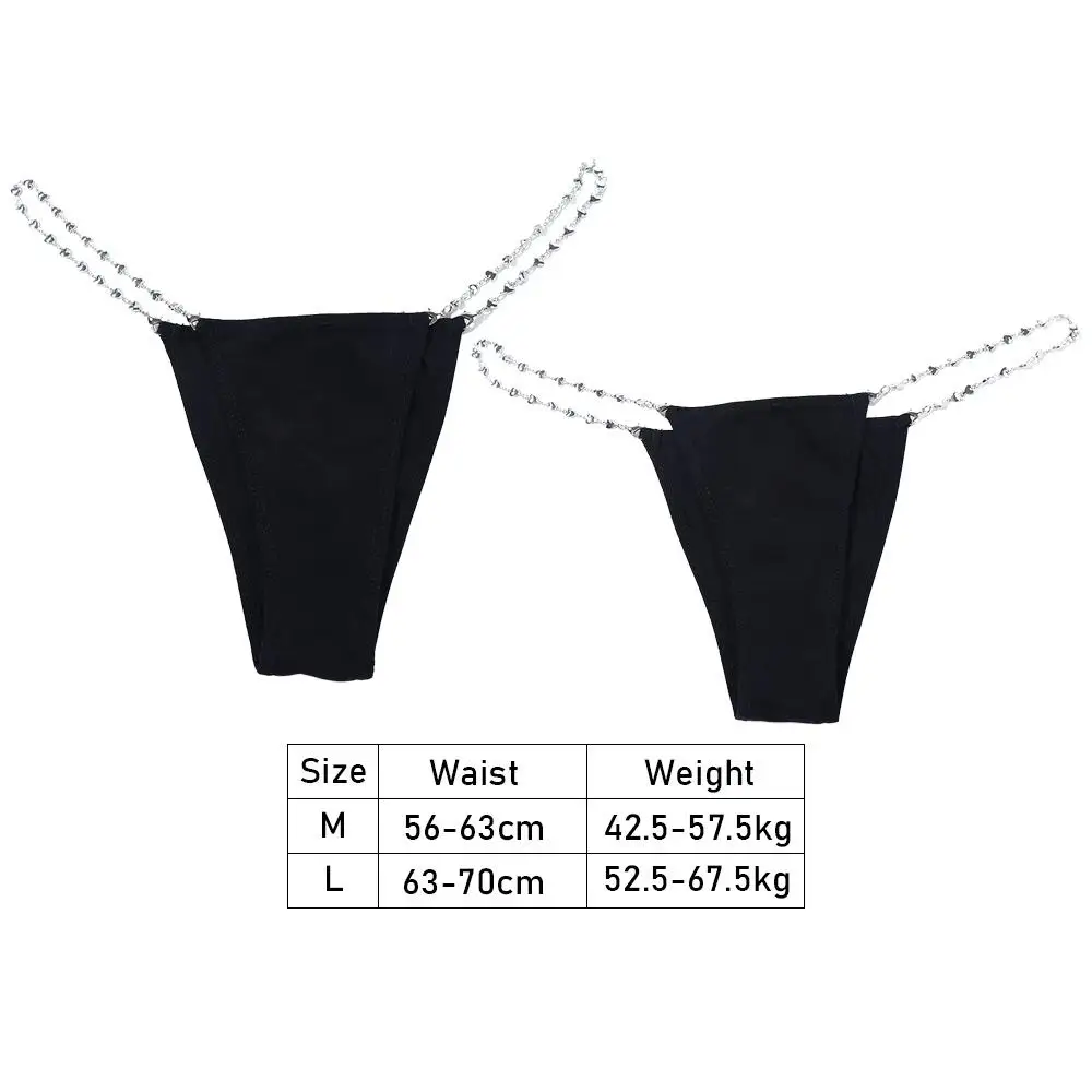 Girl Bandage Hollow Bikini Chain Decoration Metal Chain Briefs See-through Thong Women Intimates Sexy Panties