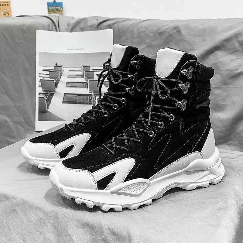 

Высокие мужские ботильоны, дизайнерские роскошные мужские мотоциклетные ботинки, парусиновая обувь в британском стиле, брендовая мужская обувь на шнуровке Botas Hombre