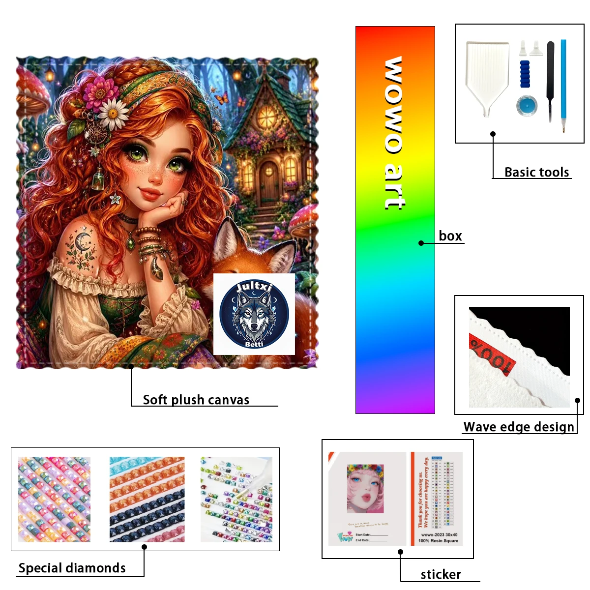 

【Betti_ Diamond Art】Chica con cabello rizado AB Rhinestone FD Rhinestone Perfect Resin Diamond