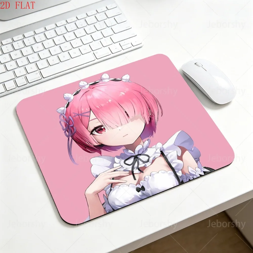 Re:Zero Ram Anime Mouse Pad, Cute Pink Hair Non-slip Rubber Mouse Mat, Small Gaming Desk Pad for PC Laptop