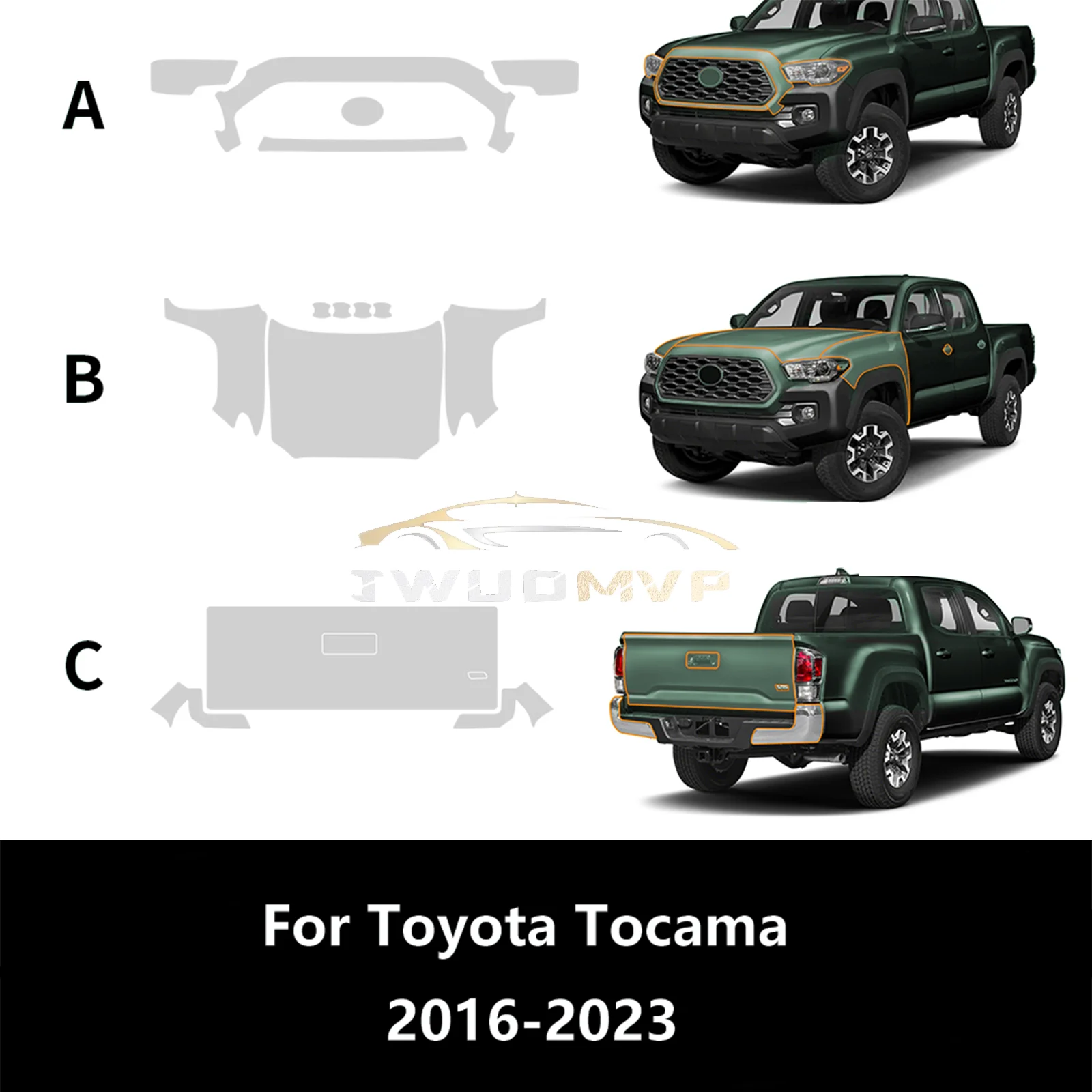 

Paint Protection Film for Toyota Tacoma 2016-2023 TPU Pre-Cut PPF Kit Decal Clear Sticker Accessories Transparent Car Styling