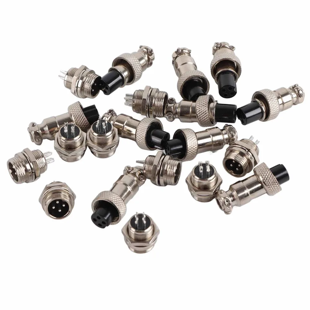 10 Set Electronic Components GX12 Aviation Connector 12mm 4 Pin Aviation Plug 5A Waterproof Socket Connector Power Chassis