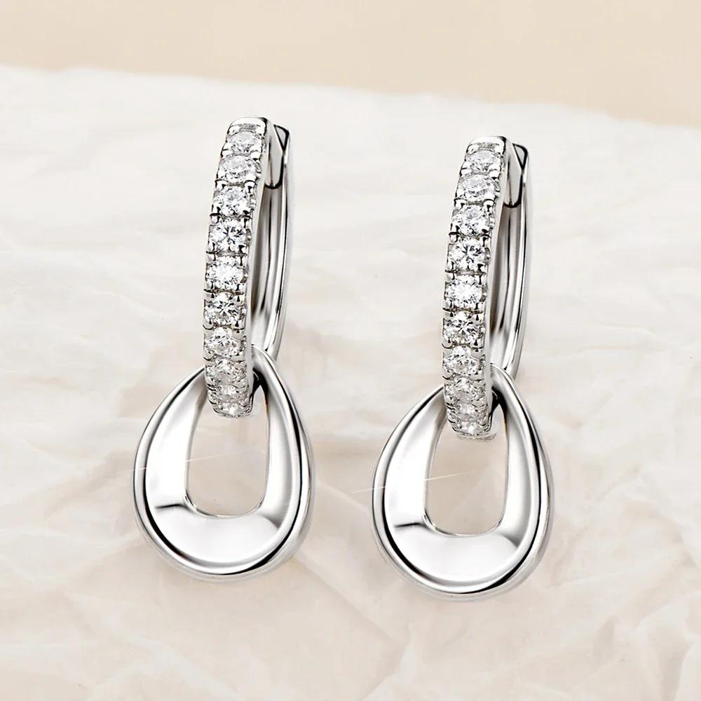 Serenity Real D Color 1.3mm Full Moissanite Double Hoop Earrings For Women 100% Sterling Silver Stud Ear Fine Jewelry Wholesale