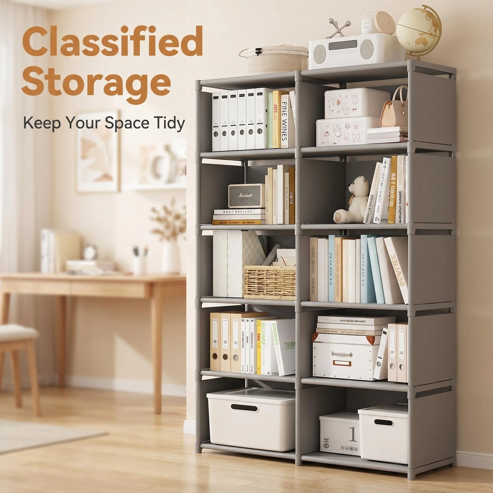Multi-functional Storage Shelf Easy Assembly Bookshelf Multi-Layer Bookcase Living Room Organizer Rack Sundries Toys Cabinet