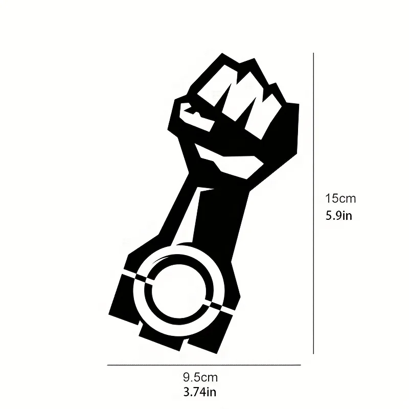 สติกเกอร์ติดรถยนต์รูปนิ้วกำปั้นสีดำขาว 1 ชิ้น กันน้ำ ติดแน่น ตกแต่งรถยนต์