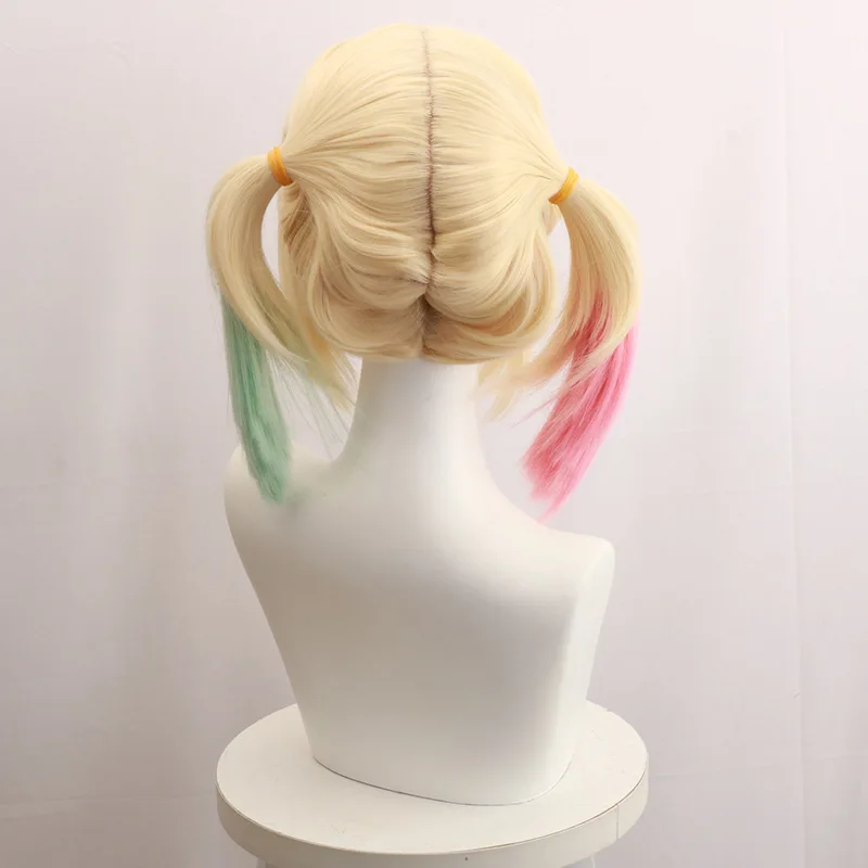 Peruca cosplay de rabo de cavalo curto tingível do Esquadrão Suicida Raptor de Harley Quinn