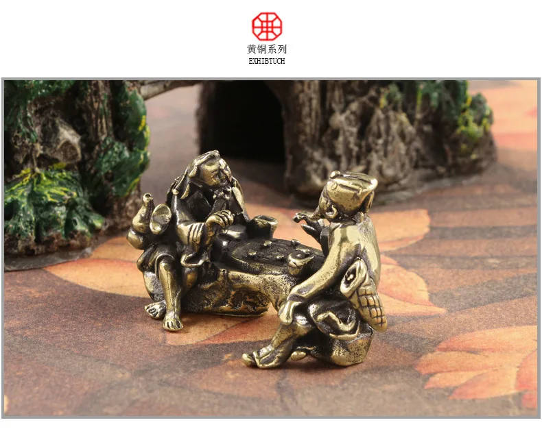 

Mini Brass Vintage Chess Player Old Man Ornament for Home Desktop Bonsai Garden Landscape Decoration Desktop Decor