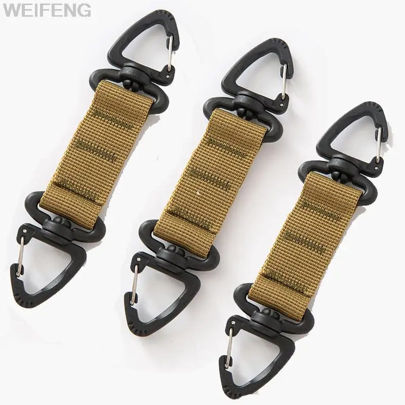 Outdoor Camping Carabiner Nylon Tactical Backpack Key Double Hook Webbing Buckle System Belt Buckle Hanging Climbing Accessories