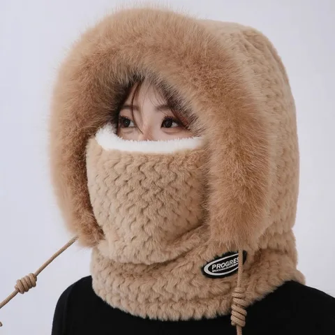 Plush Hood With Scarf and Mask