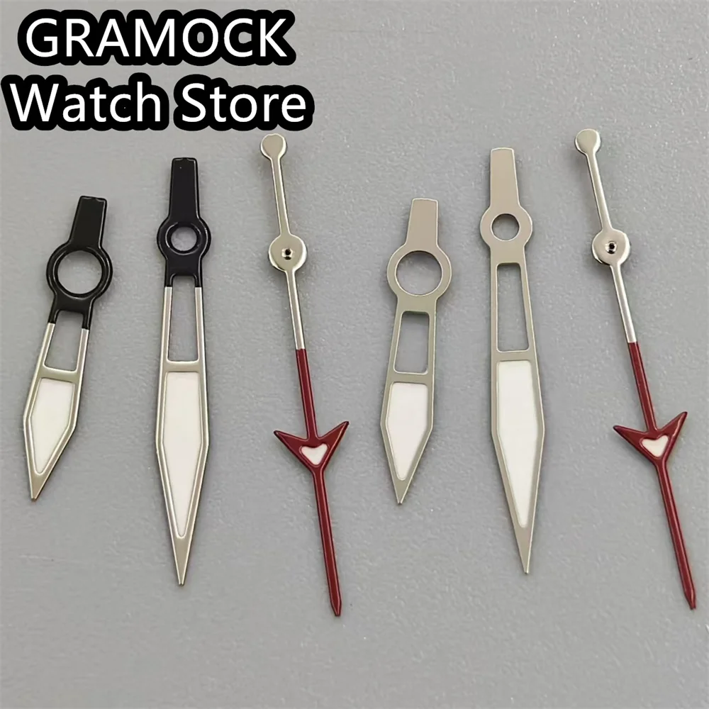 GRAMOCK Watch Hands Black Silver Red Watches Needles Green Luminous Fit NH35 NH36 NH38 NH70 NH72 4R36 7S36 7002 7009 Movement