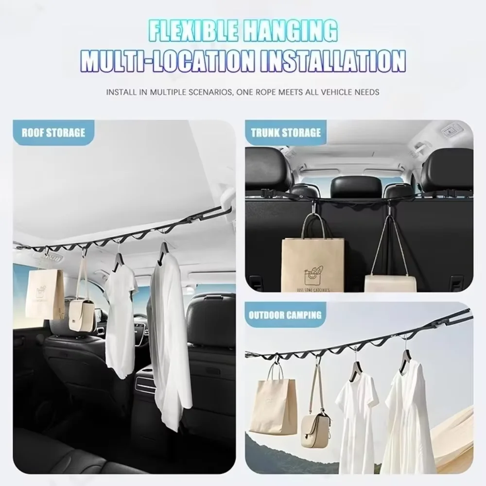 Car Clothesline Car Multi-Functional Hanging Rack for Rear Seats,Storage and Fixing Hooks,Car Interior Accessories,Car Organizer image 5