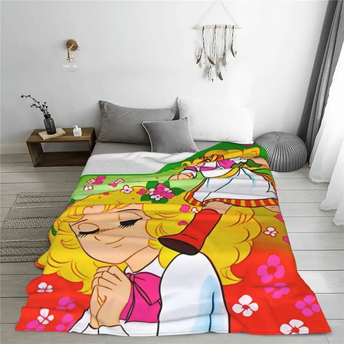 Candy Candy Manga Anime Cute Coral Fleece Plush Throw Blankets Kawaii Japanese Blankets for Sofa Outdoor Lightweight Quilt