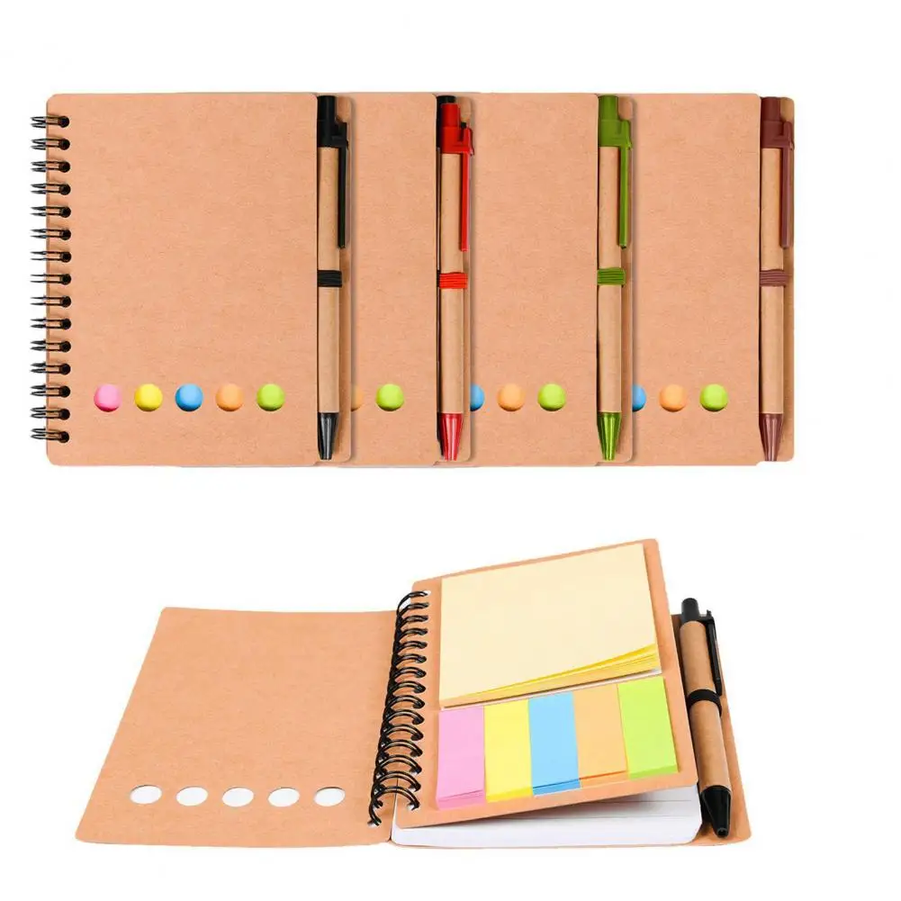 Sturdy Cover Notebook with Thick Paper Durable Spiral Notebook Set with Coil Pen Sticky Note for Office School Work Notebook