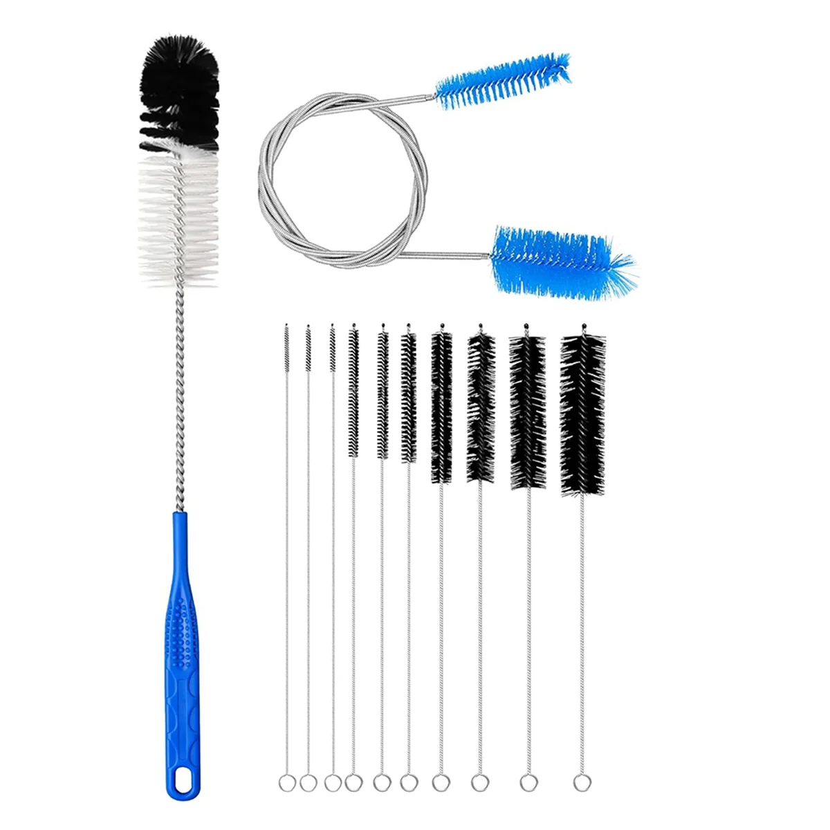 12Pcs Glass Tube Pipe Cleaners Brush Kit,Long Nylon Straw Brush for Glass Funnel & Bottle Double-Ended Hose Brush