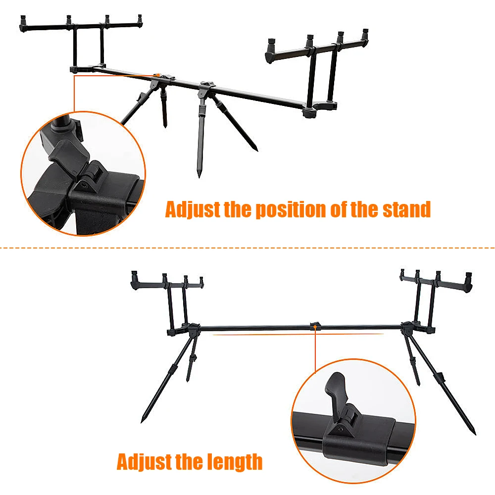 Adjustable Retractable Carp Fishing Rod Pod Stand Holder Fishing Pole Pod Stand for Fishing in Reservoirs Rivers Ponds Lakes