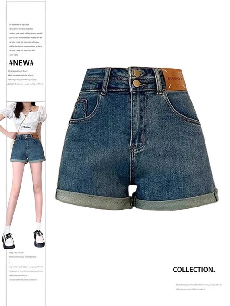 Women's Denim Shorts High Waist Jeans Shorts 90s Aesthetic 2000s Vintage Y2k Oversize Cowboy Short Pants Harajuku Clothes Summer