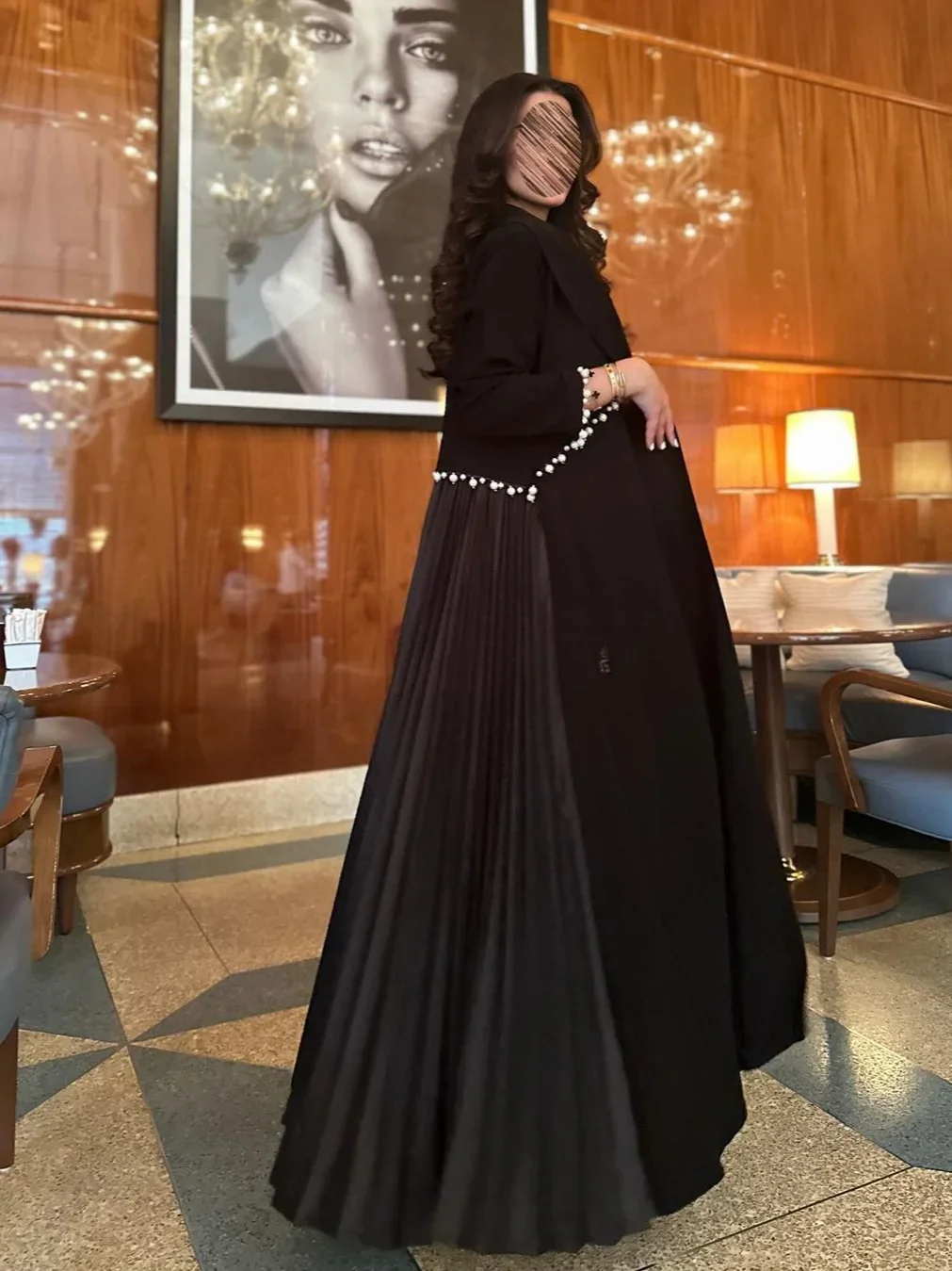 Eid Muslim Abaya for Women Pearl Beading Ramadan Cardigan Pleated Long Dress Morocco Kaftan Long Abayas Dubai Robe Jalabiya 2024