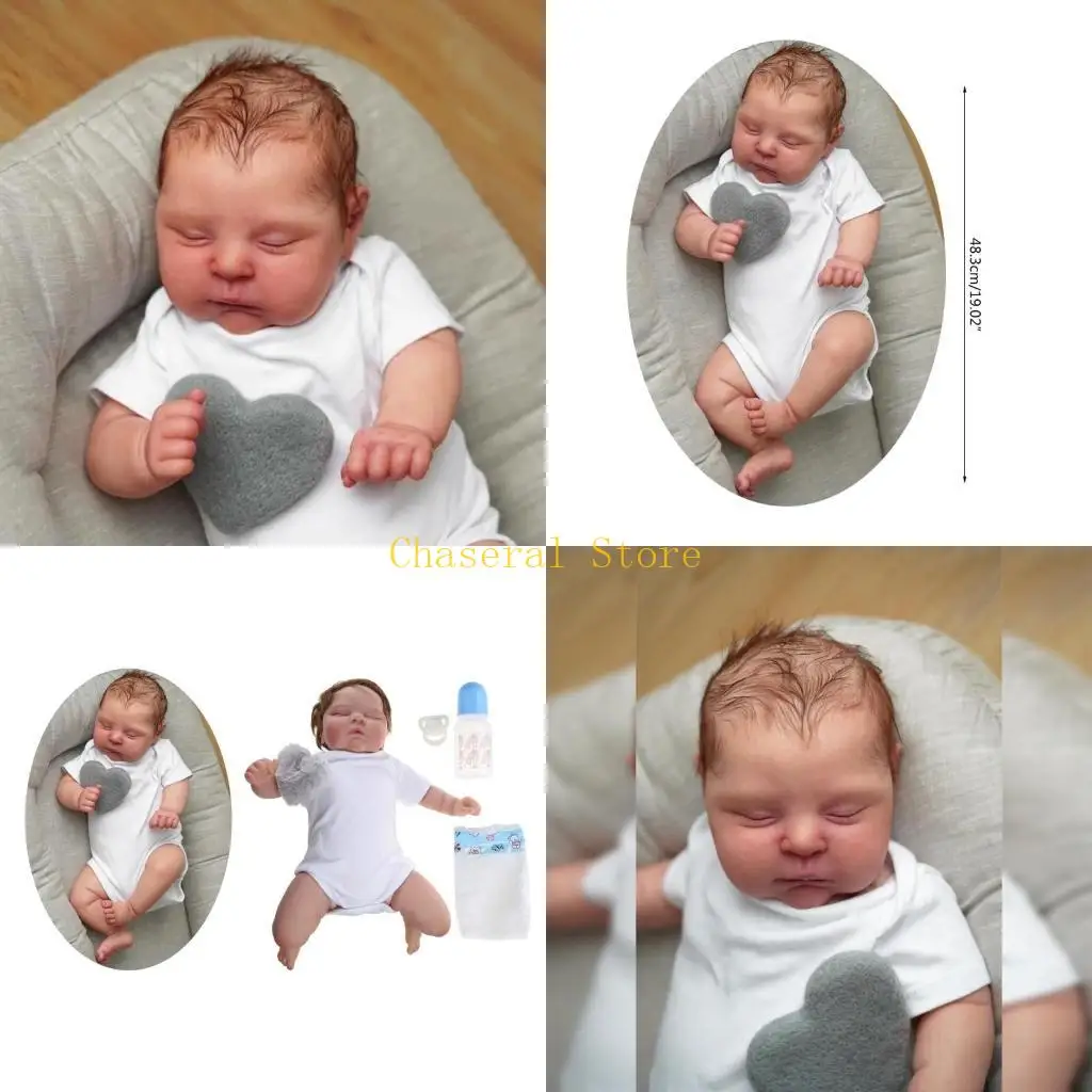 

E7CE Спящая кукла для маленьких девочек с закрытыми глазами, ручная работа, белая кожа, новорожденная девочка в кукла для