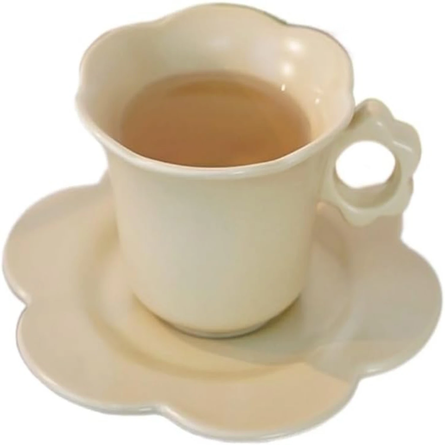 

Sophisticated and elegant ceramic French mug and saucer set featuring creative simplicity - Ideal for a luxurious afternoon tea