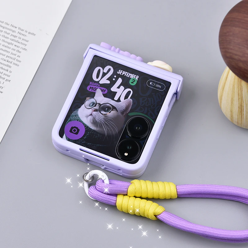 الحب حزام الكلب قضية الهاتف لسامسونج غالاكسي Z فليب 6 5 4 3 لموتورولا رازر 40 50 الترا Xiaomi مزيج فليب ممن لهم البحث N2 N3 الوجه