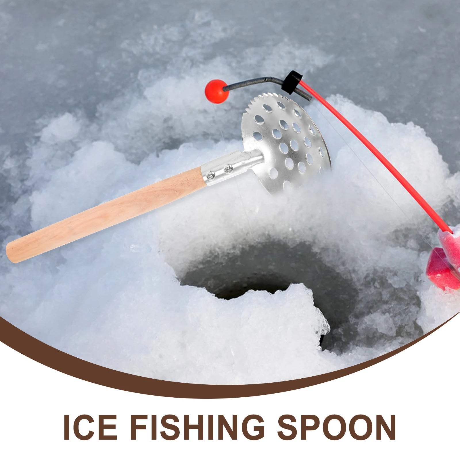 

Skimmer Long Handle Ergonomic Wooden Grip Metal Fish Landing Tool Outdoor Equipment Gear Ice Scoop Outdoor Supply Fishing