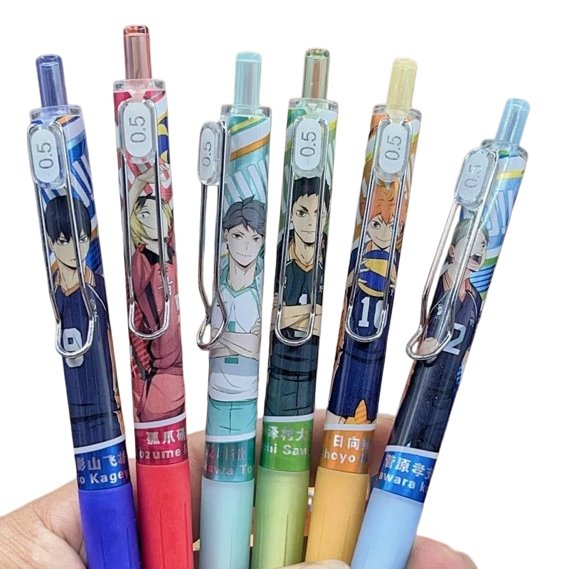 High Aesthetic Haikyuu Anime Retractable Gel Pen 0.5mm Quick Dry Black Ink Student Office Signature Ballpoint Pen