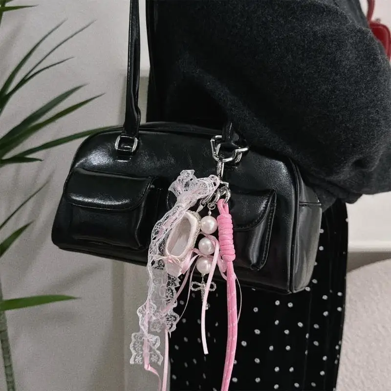 Multipurpose Ballet Shoe Charm Keychain Sturdy Lace Farbic Materials Portable for Keys Bags and Phones Decoration