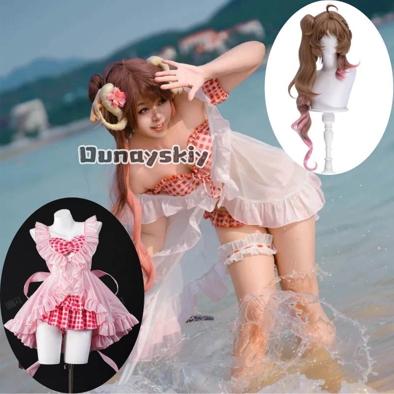

KS*1Arknights Eyjafjalla Coral Coast Summer Bloom Cosplay Costume Cute Swimsuit Anime Game Character C Suit For Women Lolita