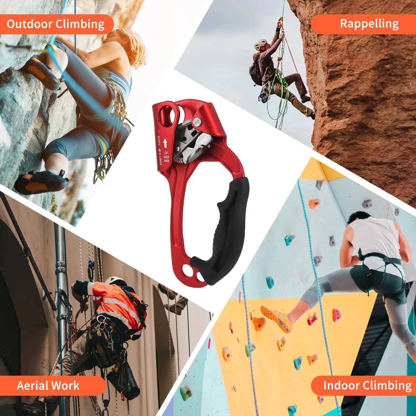 Right Hand Ascender Rope Clamp Outdoor Rock Climbing Cave Exploration Anti-slip Gear