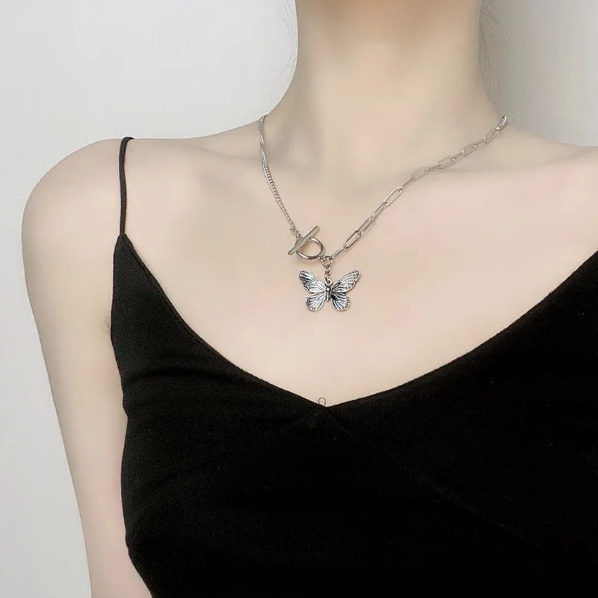 Gothic Choker Necklace for Women Lady Neck Jewelry Accessories Beaded Chain Cross Butterfly Heart Fishbone Fashion Accessory