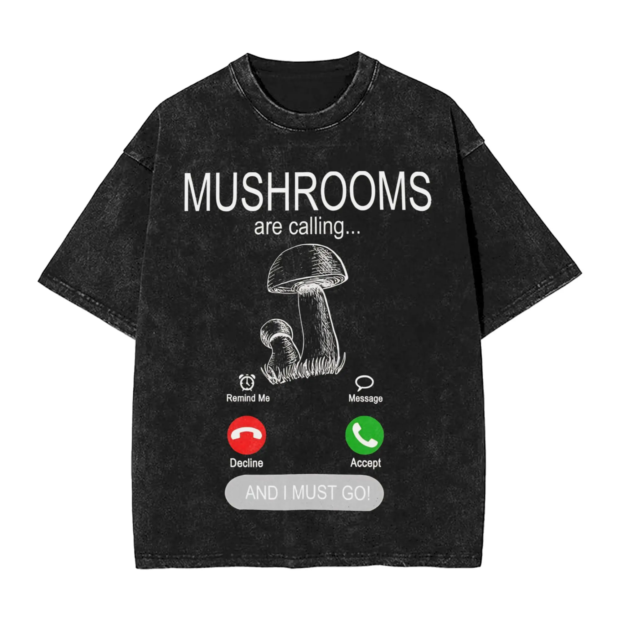 Mushrooms Are Calling T Shirts Hip Hop Washed Cotton Street T-Shirt  Fashion for Men Women Streetwear Graphic Printed Tees