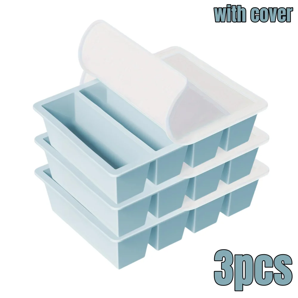 1/4 Stuks Grote Rechthoekige Ijsblokjesvorm Set Met Deksel Stapelbare Vriezer Trays Voor Flessen Dranken Lange Kubussen schimmel Keuken Artikelen
