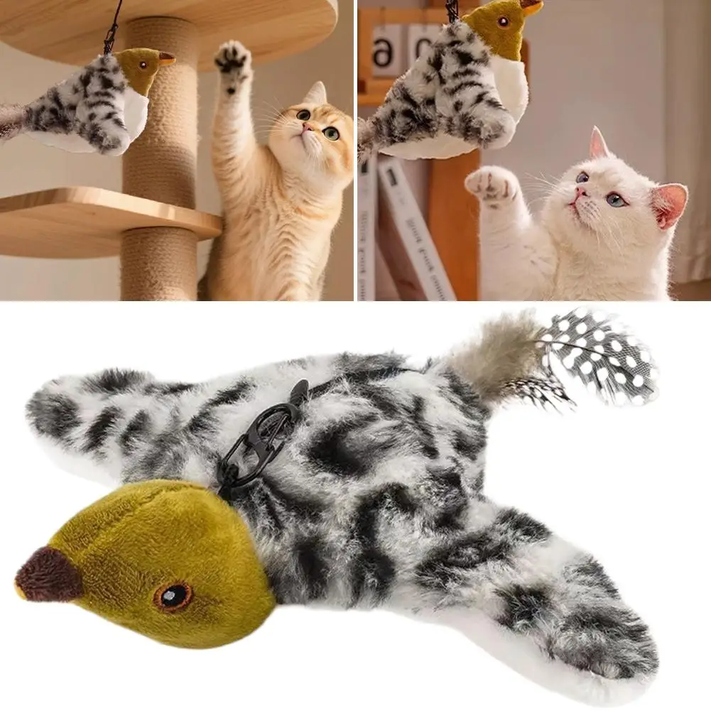 New Rechargeable Interactive Tapping Chirping Bird Cat Toy with Replacement Bird Skin Popular Cat Toy