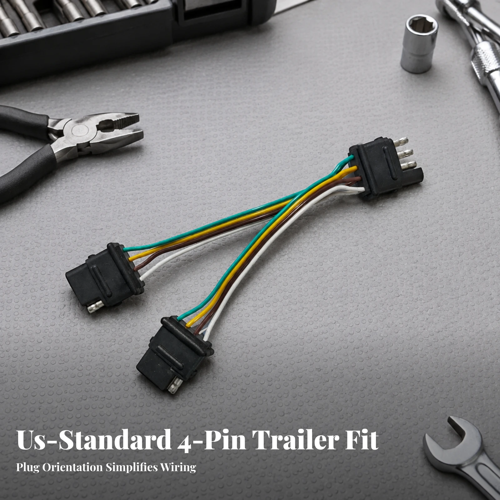 American Trailer 4-Pin One-to-Two Connection Cable Plug-and-Play 4 Pin Flat Trailer Connector Adapter Heavy Duty Rust-Resistant